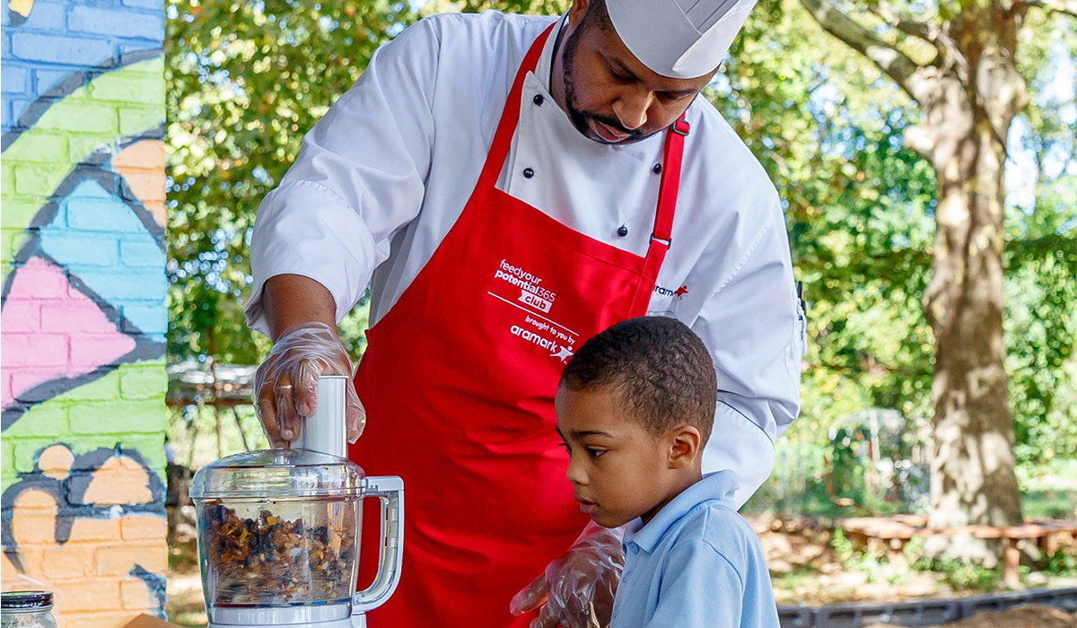 Chef working with child